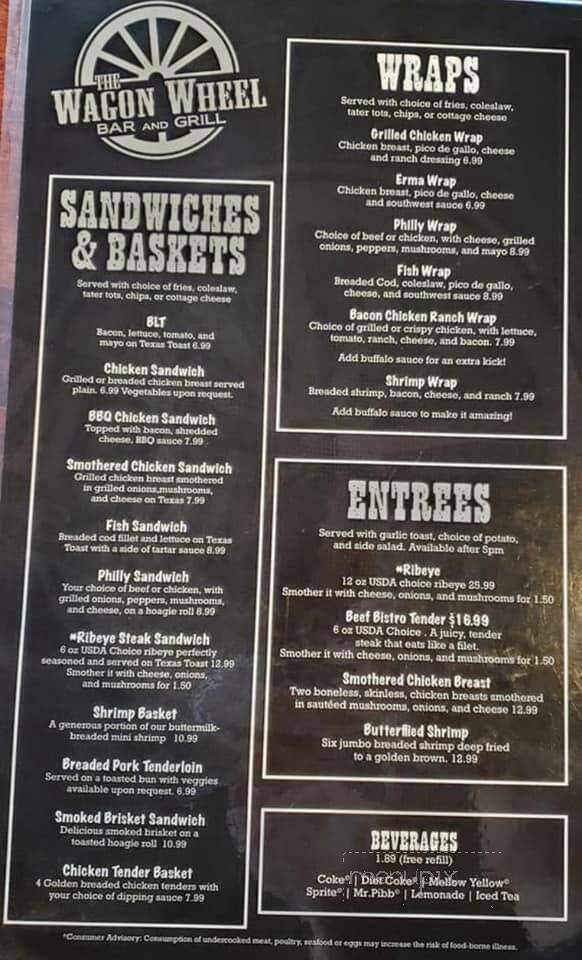 Wagon Wheel Bar and Grill - Sioux Rapids, IA menu_pic