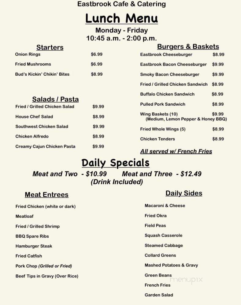 Eastbrook Cafe - Montgomery, AL menu_pic