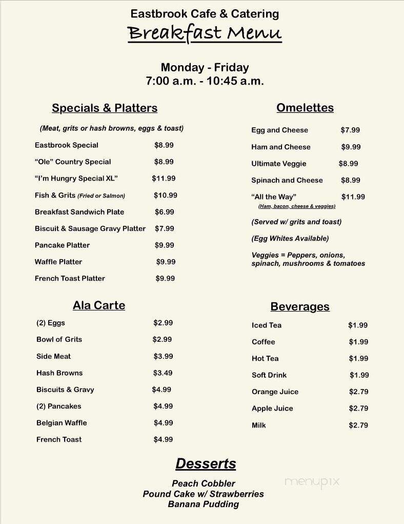Eastbrook Cafe - Montgomery, AL menu_pic