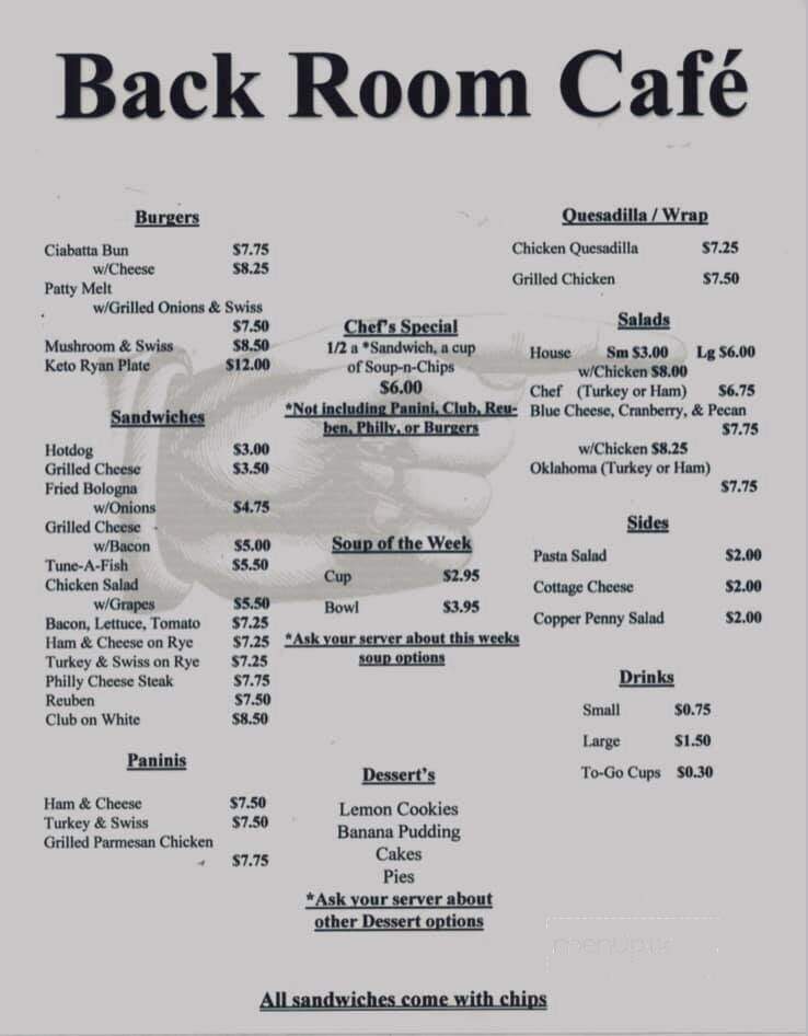 Backroom Cafe - Cushing, OK menu_pic