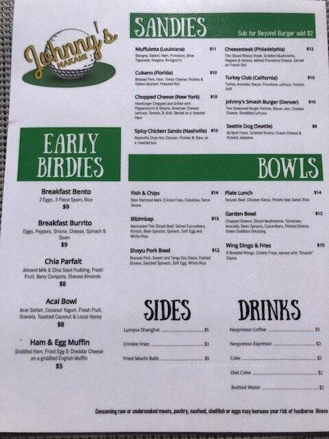 Johnny's Makani - Kailua-Kona, HI menu_pic