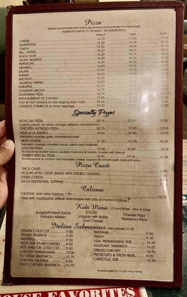 Caruso's Italian Kitchen Bar & Grill - Granada Hills, CA menu_pic