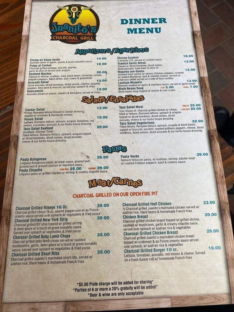 Juanitos Charcoal Grill - Red Bank, NJ menu_pic