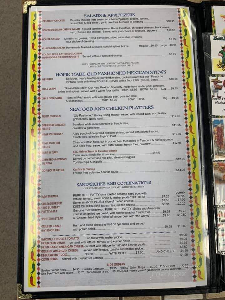 Comet II Drive In & Restaurant - Santa Rosa, NM menu_pic