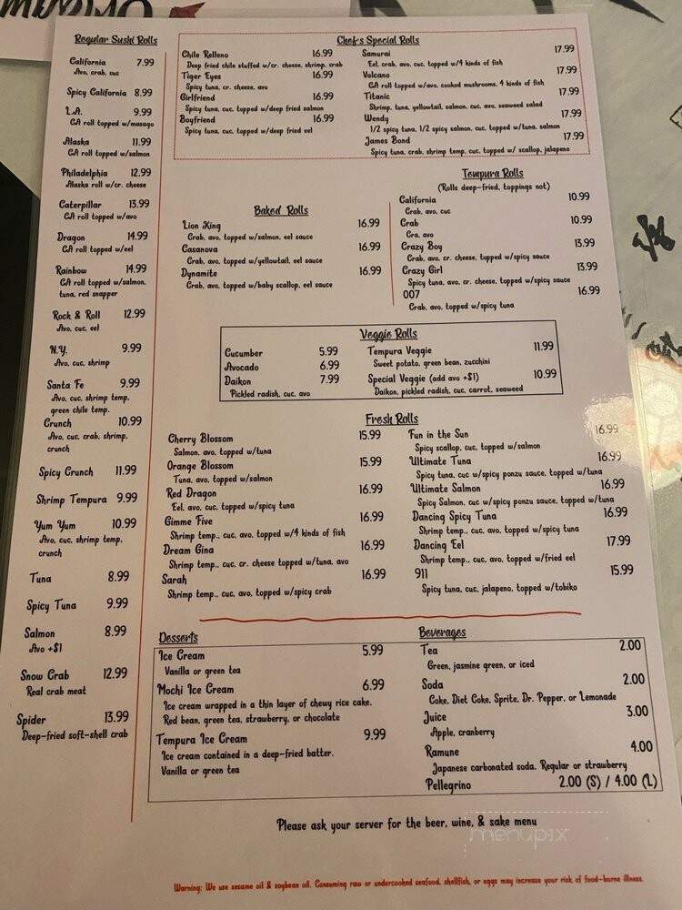 Origami - Los Alamos, NM menu_pic