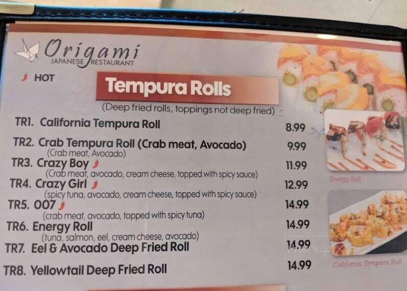Origami - Los Alamos, NM menu_pic