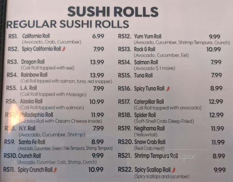 Origami - Los Alamos, NM menu_pic
