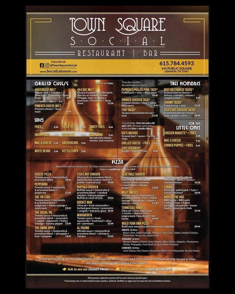 Town Square Social - Lebanon, TN menu_pic