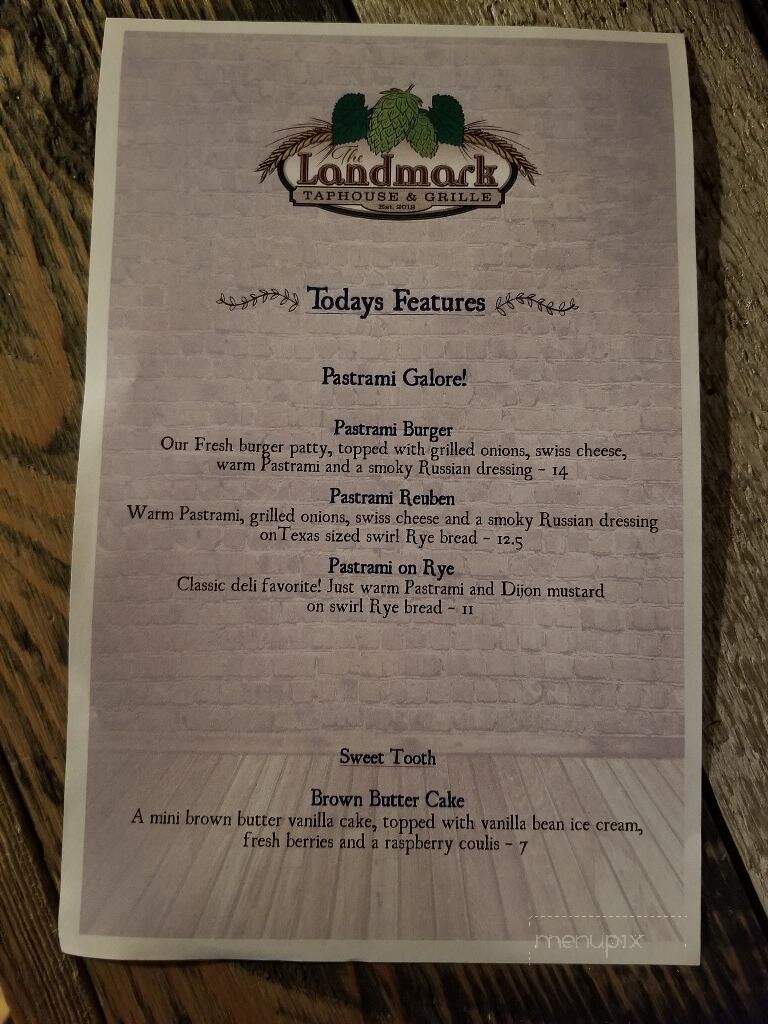 The Landmark TapHouse & Grille - Three Rivers, MI menu_pic