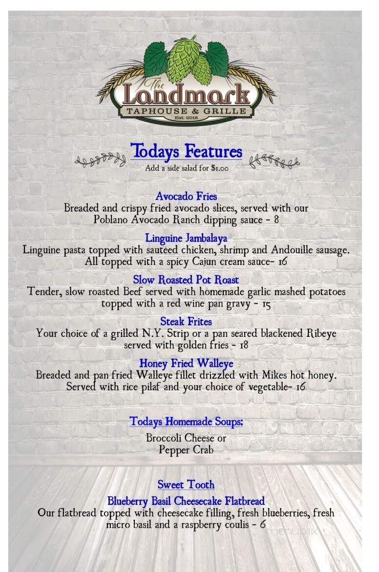 The Landmark TapHouse & Grille - Three Rivers, MI menu_pic