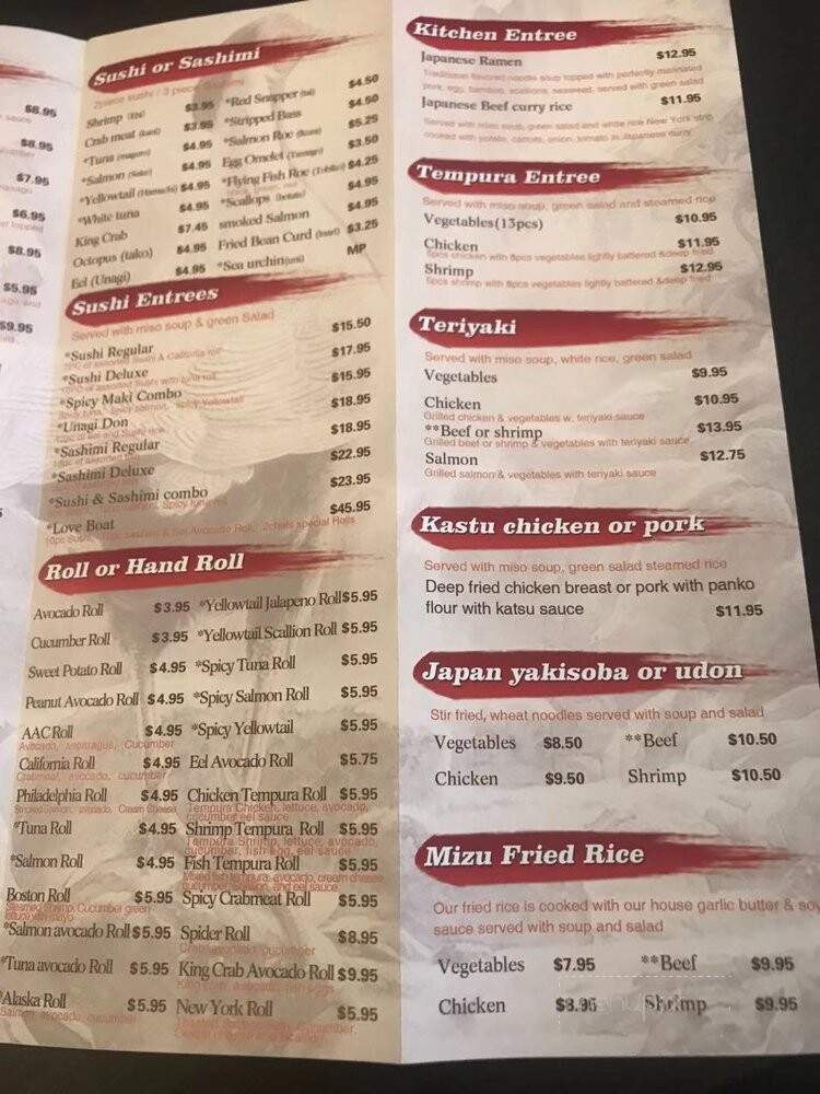 Mizu Hibachi Sushi - Ottumwa, IA menu_pic