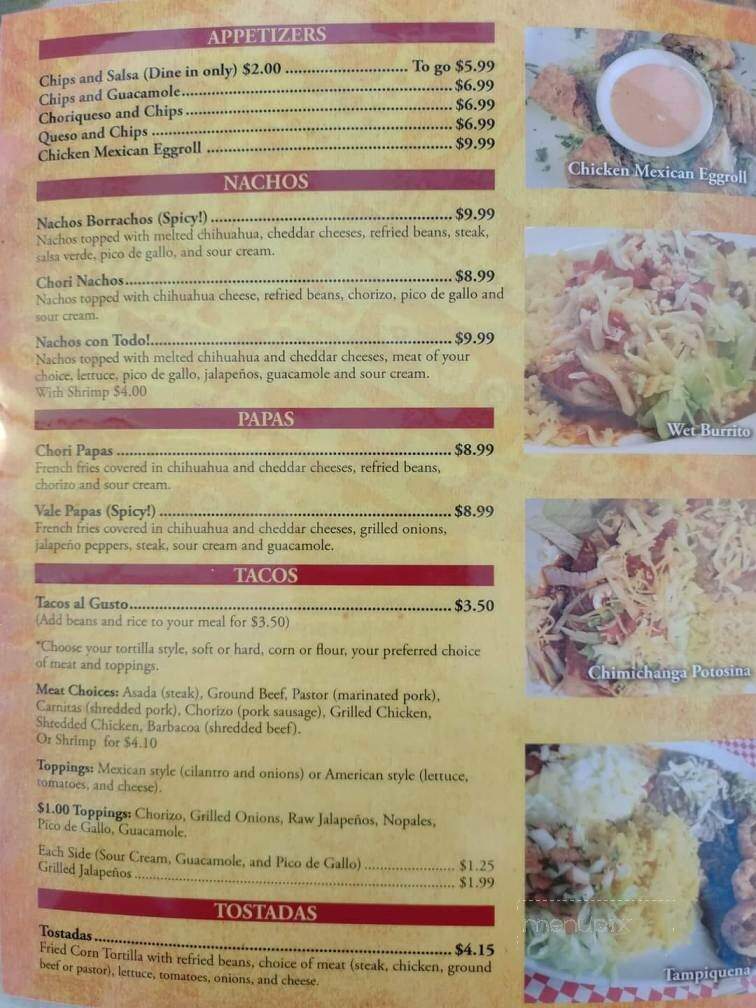 Tampico's Mexican Grill - Mishawaka, IN menu_pic