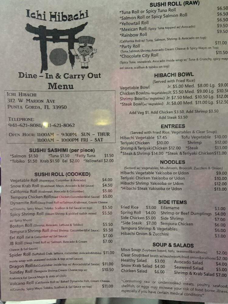 Ichi Hibachi - Punta Gorda, FL menu_pic