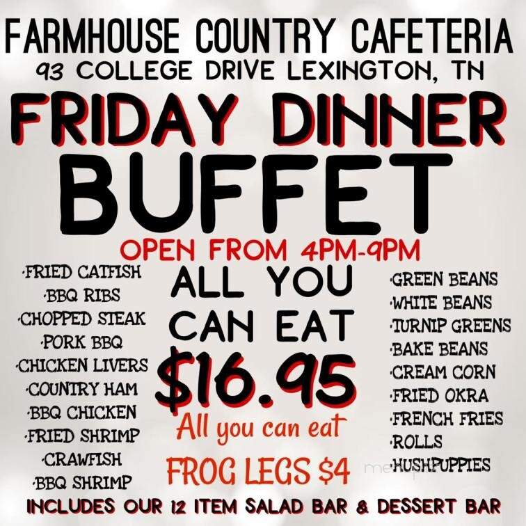 Farmhouse Country Cafeteria - Lexington, TN menu_pic