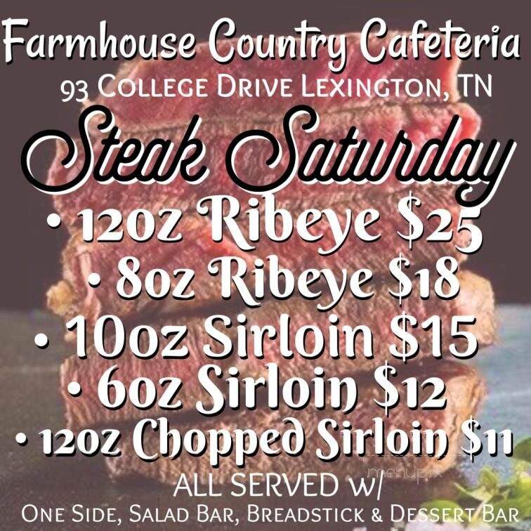 Farmhouse Country Cafeteria - Lexington, TN menu_pic