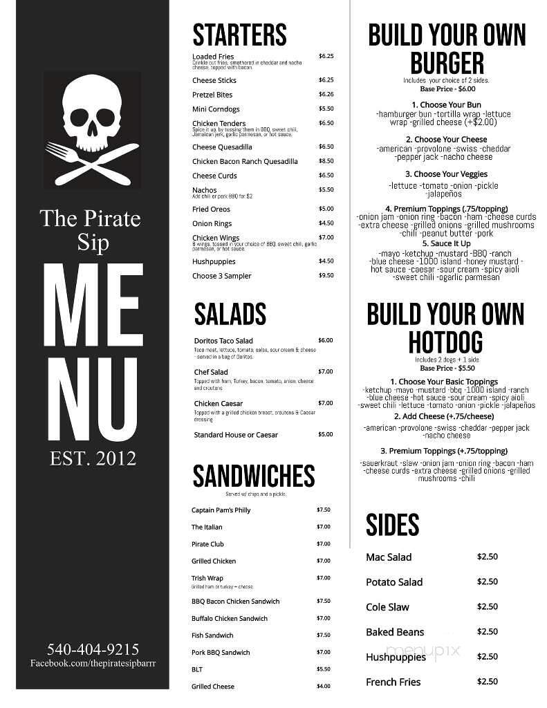 The Pirate Sip Barrr - Salem, VA menu_pic