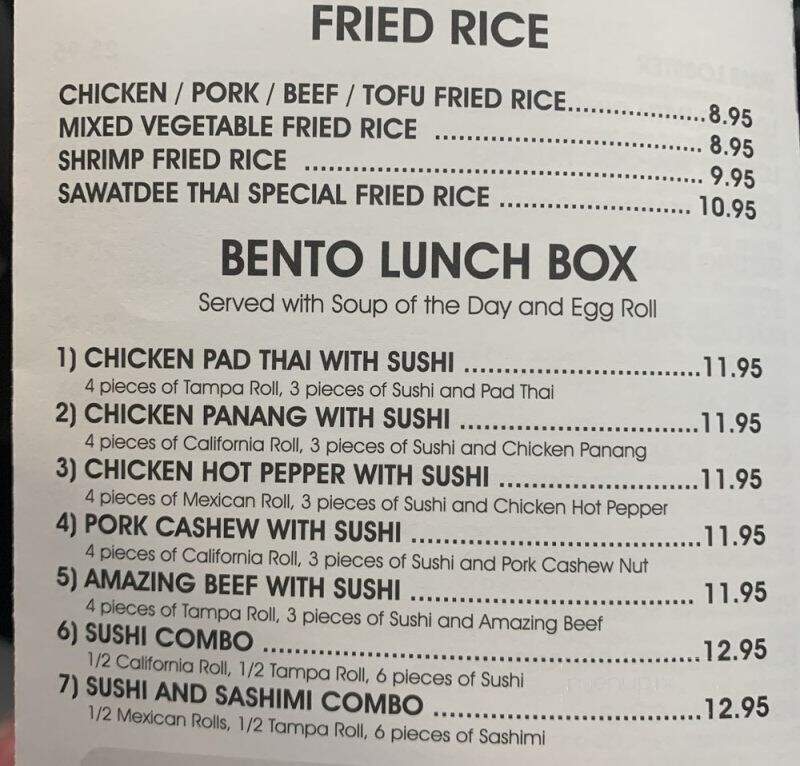 Sawatdee Thai Restaurant - Pinellas Park, FL menu_pic