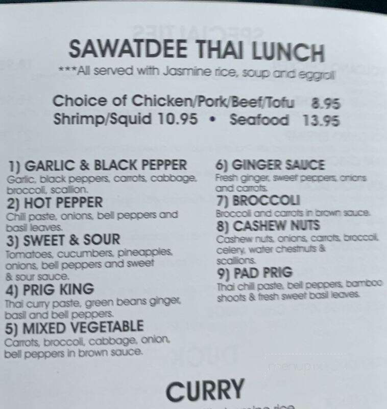 Sawatdee Thai Restaurant - Pinellas Park, FL menu_pic