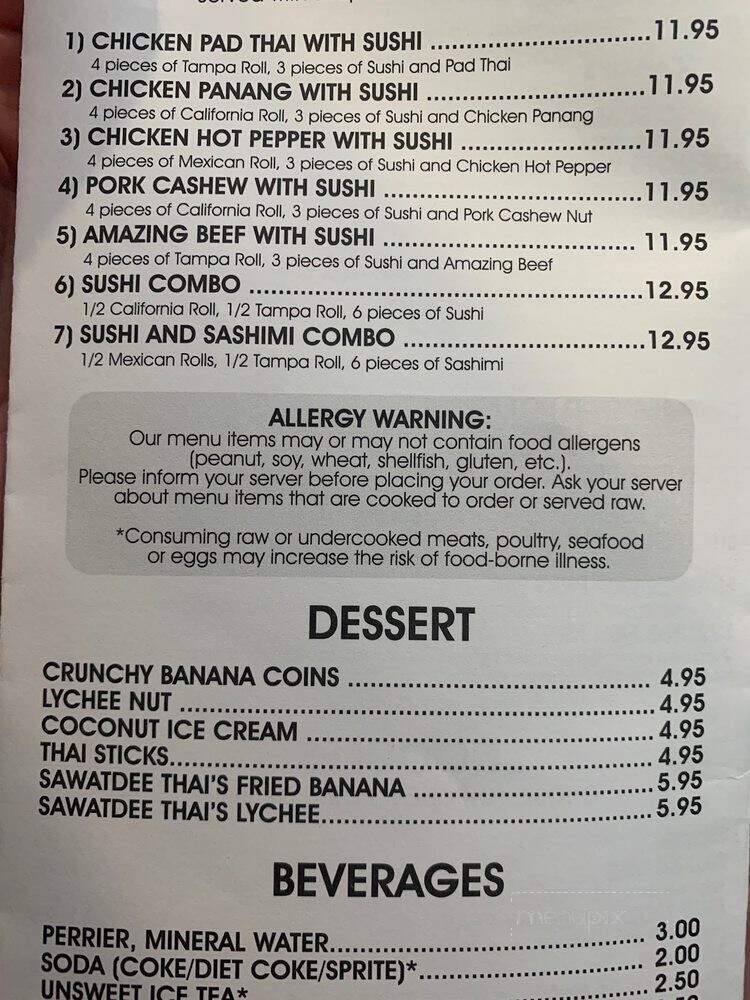 Sawatdee Thai Restaurant - Pinellas Park, FL menu_pic
