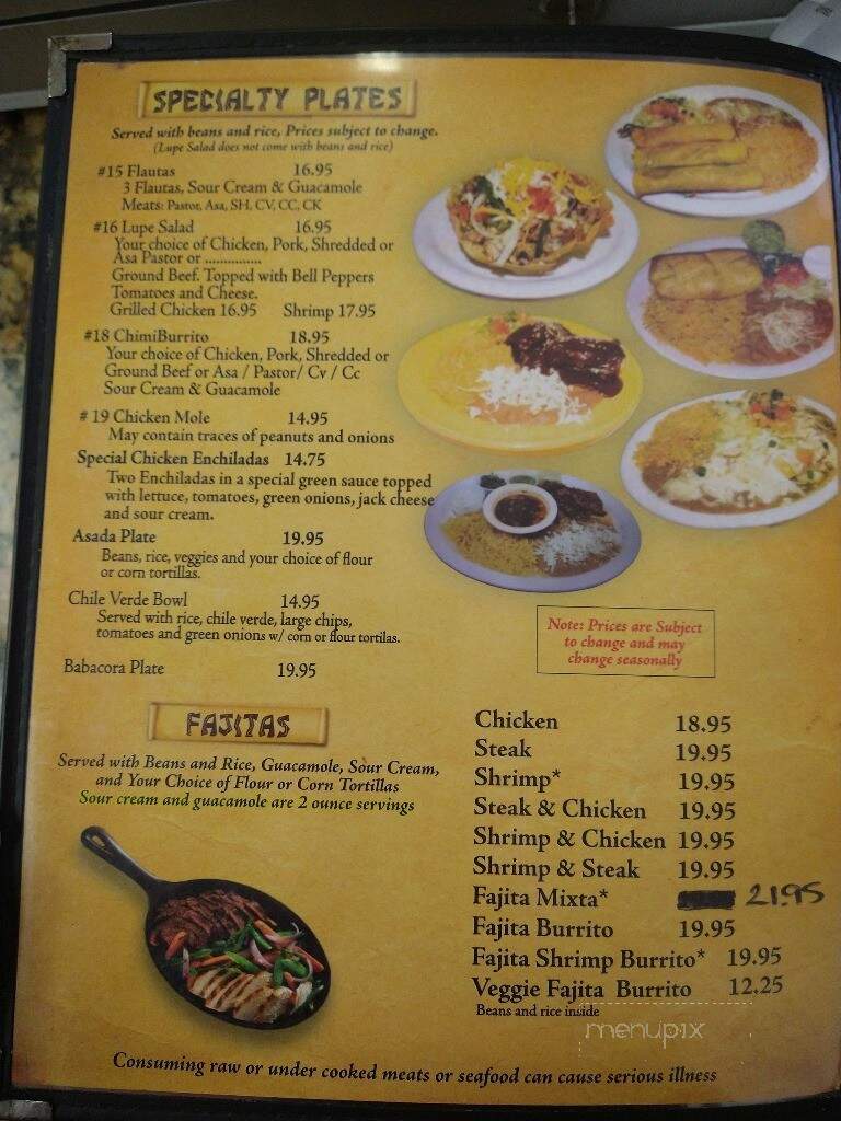 Javier's - Fresno, CA menu_pic