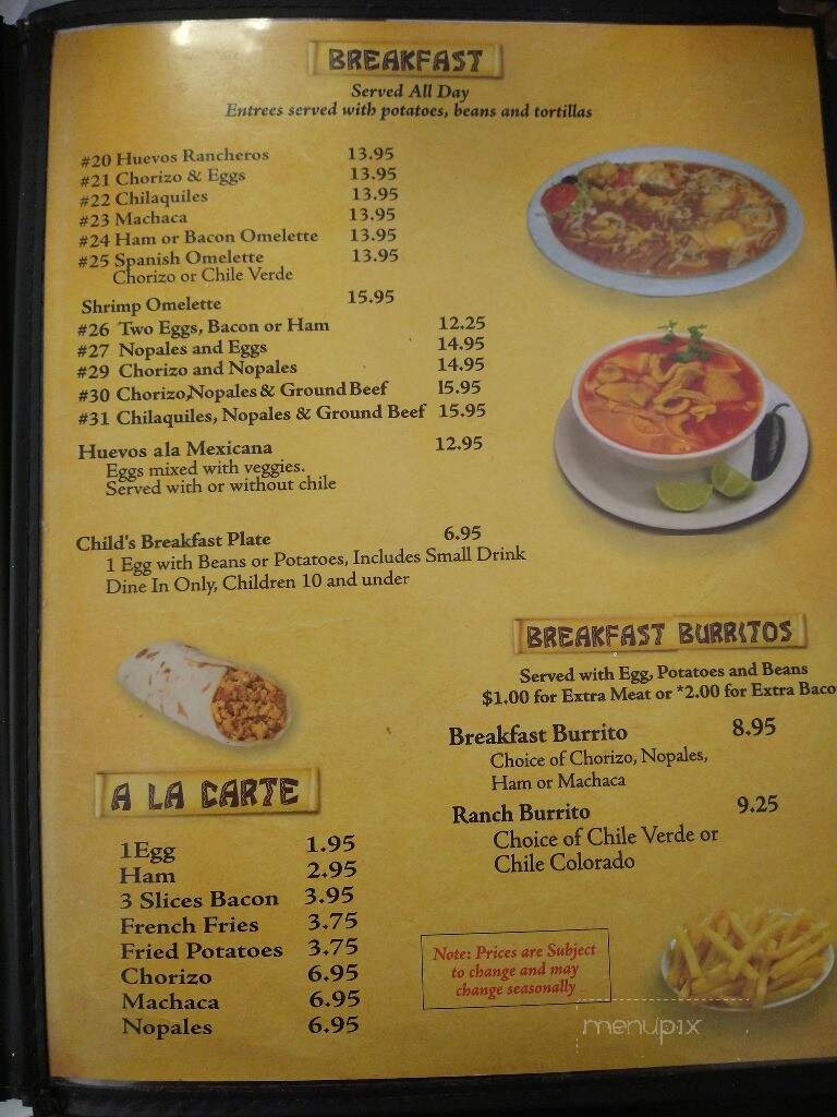 Javier's - Fresno, CA menu_pic