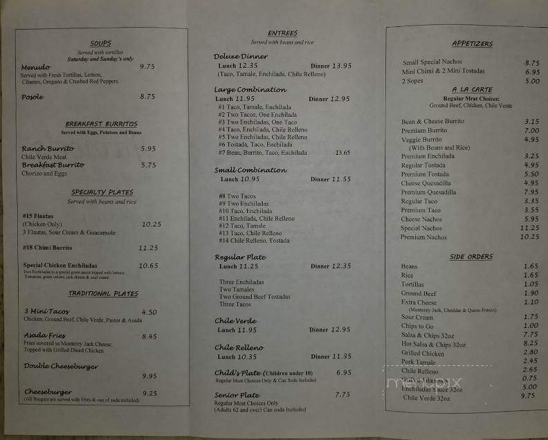 Javier's - Fresno, CA menu_pic