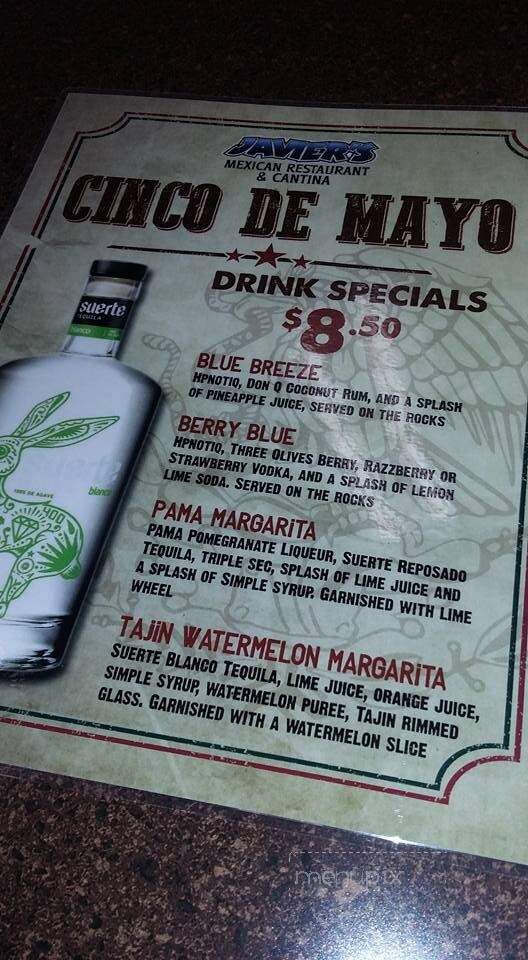 Javier's - Fresno, CA menu_pic