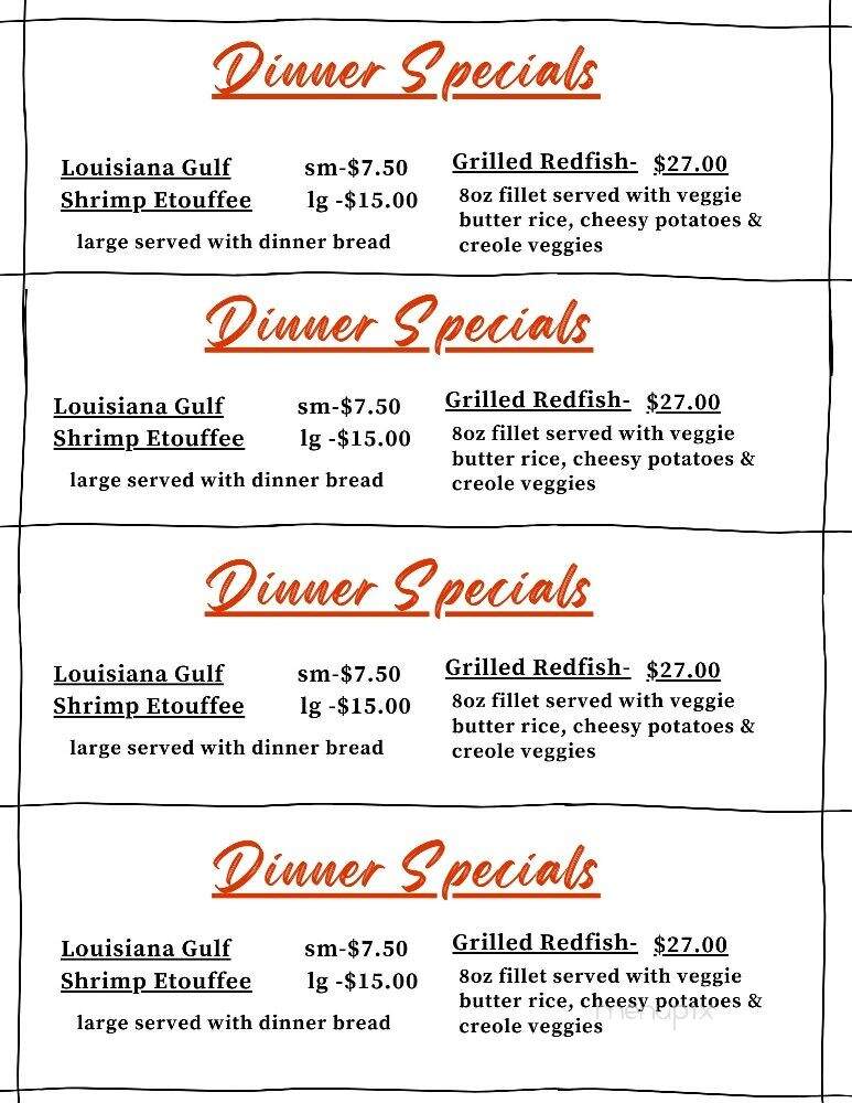 Lee's Cajun Cuisine - Opelousas, LA menu_pic
