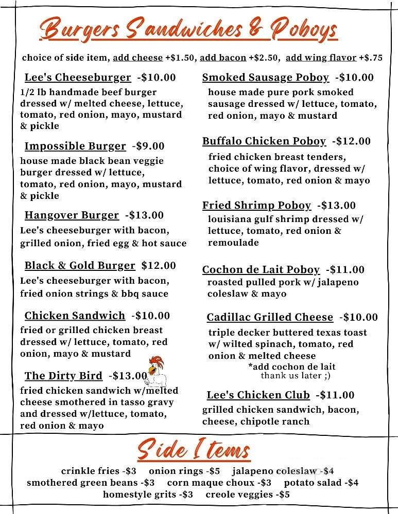 Lee's Cajun Cuisine - Opelousas, LA menu_pic