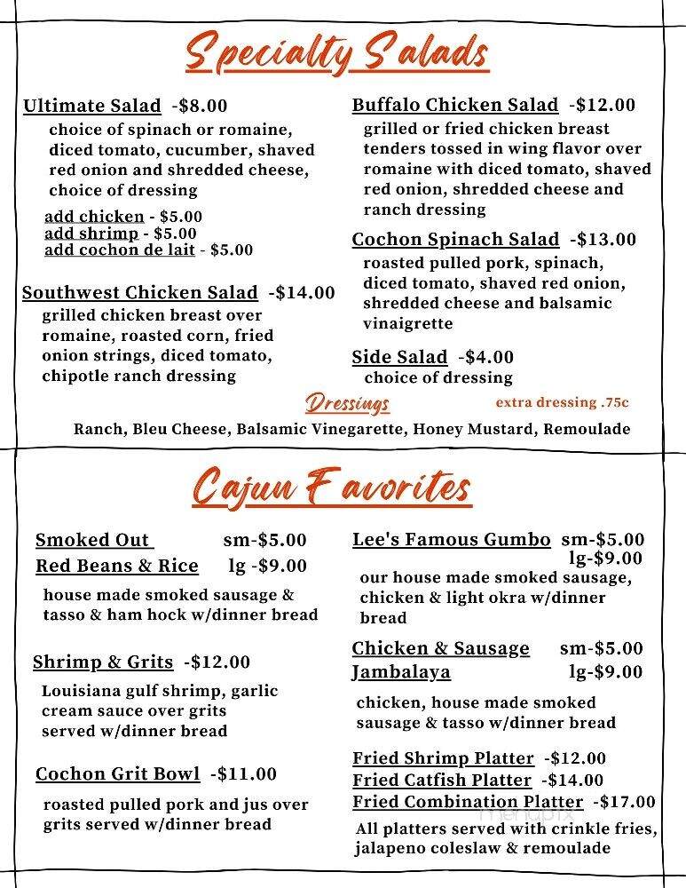 Lee's Cajun Cuisine - Opelousas, LA menu_pic
