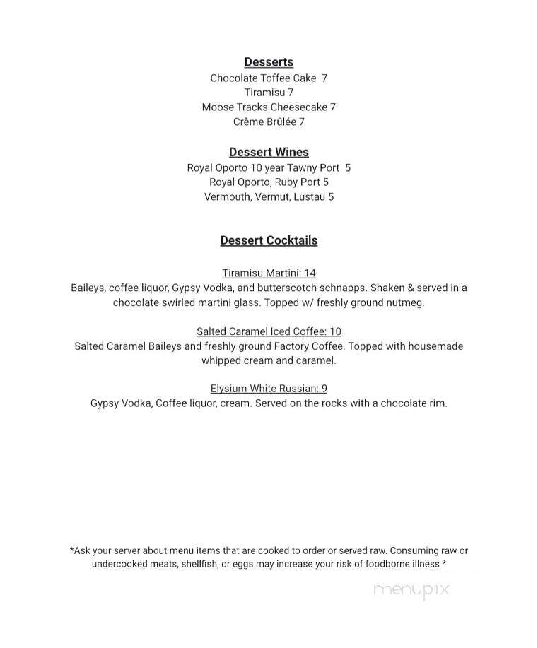 Elysium - Kalamazoo, MI menu_pic