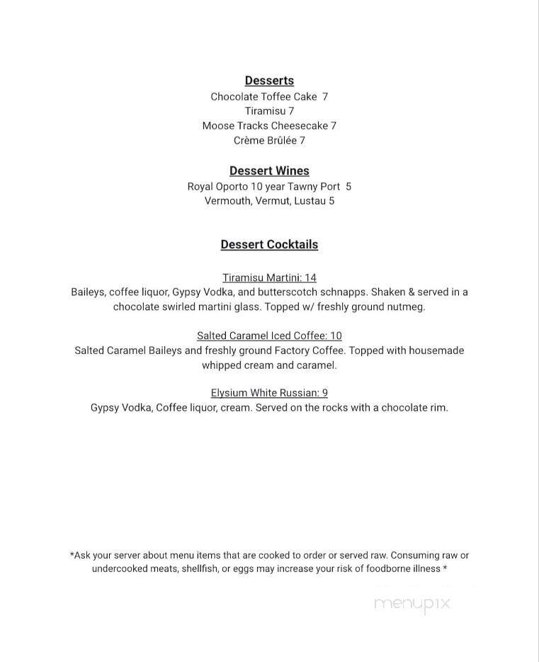 Elysium - Kalamazoo, MI menu_pic