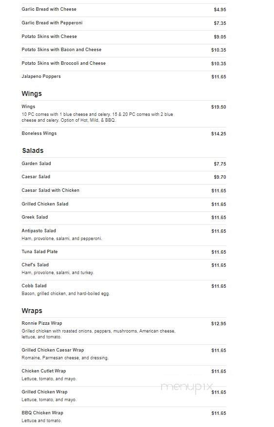 Ronnie Apizza - West Haven, CT menu_pic