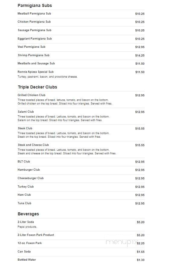 Ronnie Apizza - West Haven, CT menu_pic