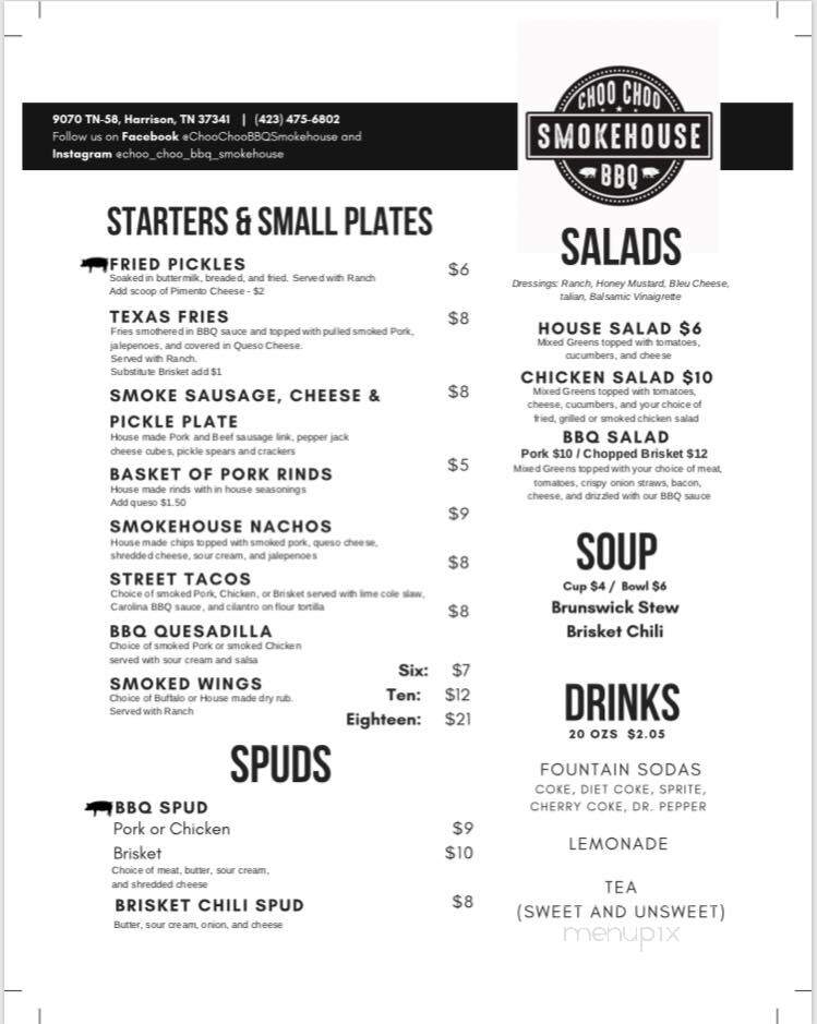 Choo Choo BBQ Smokehouse - Harrison, TN menu_pic