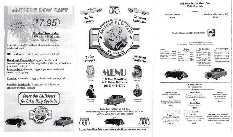 Antique Row Cafe - El Cajon, CA menu_pic