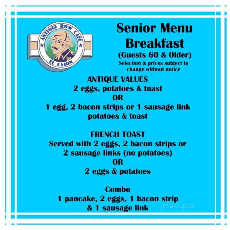 Antique Row Cafe - El Cajon, CA menu_pic