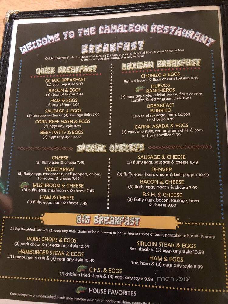 Cameleon - Holbrook, AZ menu_pic