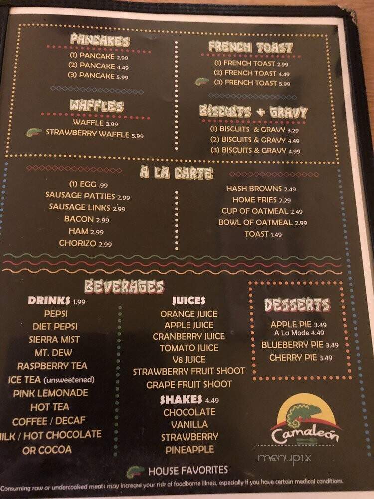 Cameleon - Holbrook, AZ menu_pic