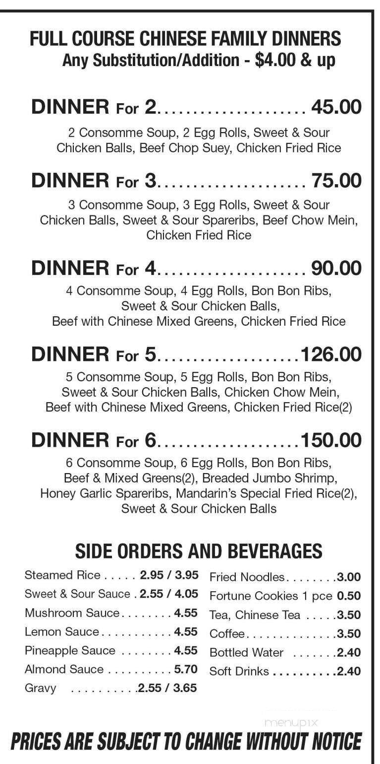 Mandarin Chinese Restaurant - Thunder Bay, ON menu_pic