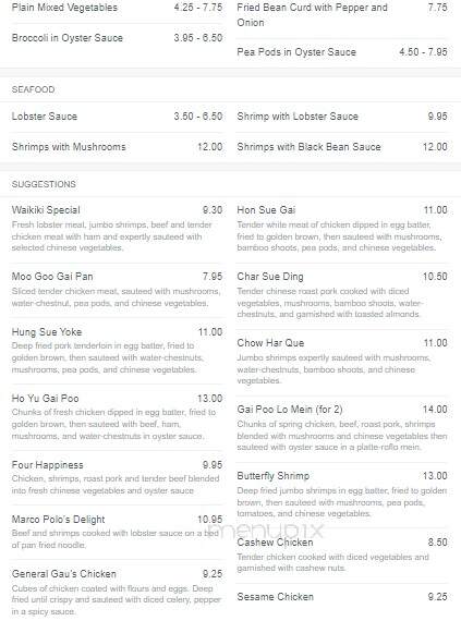 Waikiki House - Whitman, MA menu_pic