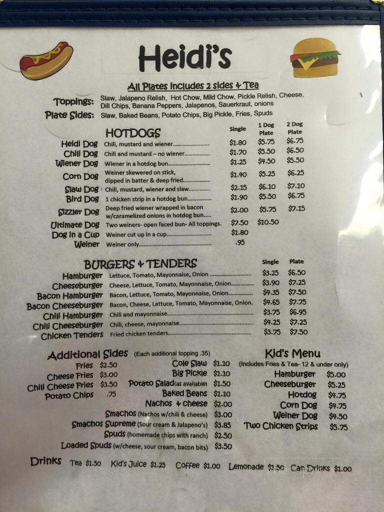 Heidi's Dog House - Pickens, SC menu_pic