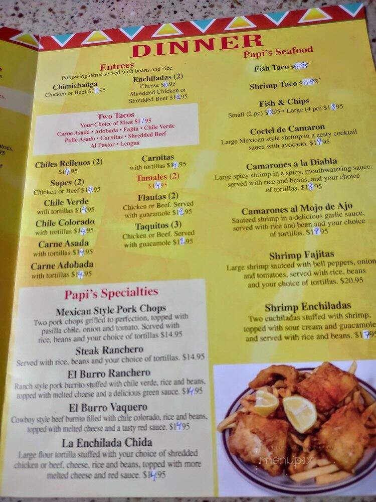Papi's - Paso Robles, CA menu_pic