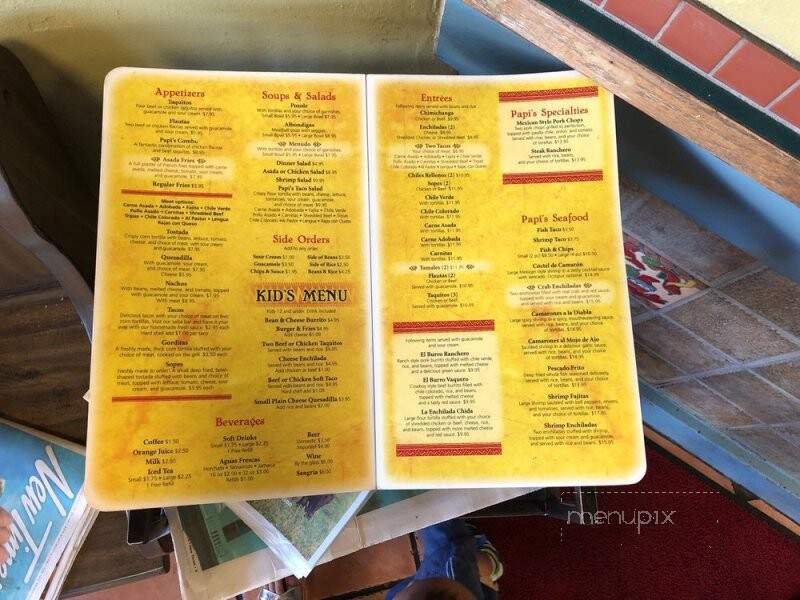 Papi's - Paso Robles, CA menu_pic