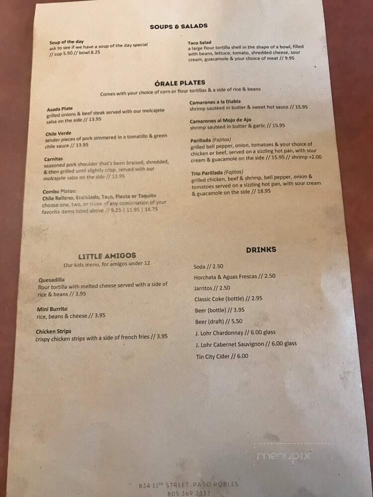 Papi's - Paso Robles, CA menu_pic