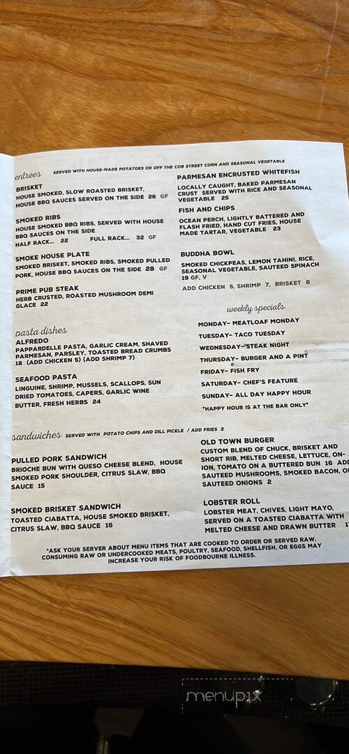 Old Town Grill and Tap - Frankfort, MI menu_pic