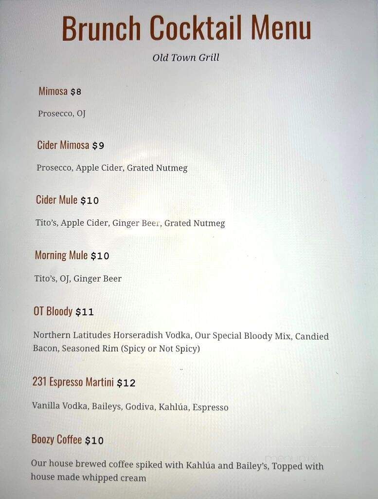 Old Town Grill and Tap - Frankfort, MI menu_pic