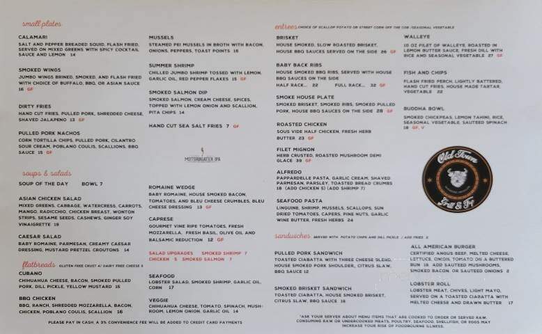 Old Town Grill and Tap - Frankfort, MI menu_pic