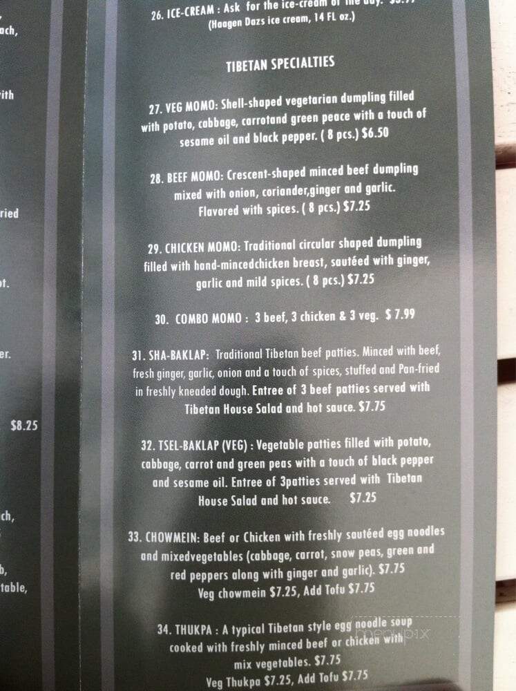 Top Cafe Tibet - Brooklyn, NY menu_pic