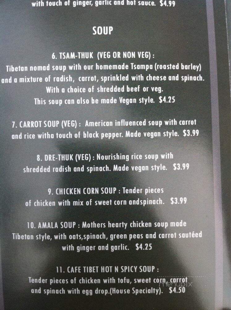Top Cafe Tibet - Brooklyn, NY menu_pic
